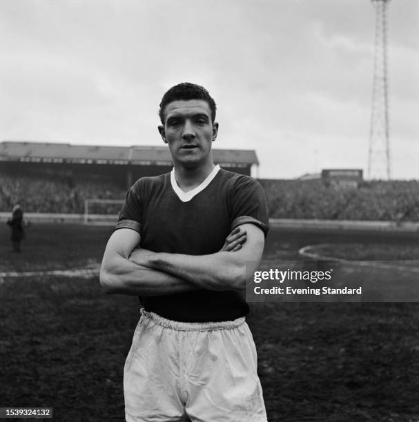 English footballer Bill Foulkes , a defender with Manchester United FC, on the day of a match in London, December 20th 1958. Manchester are playing...