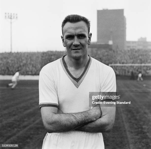 English footballer Don Revie , a forward with Leeds United FC, on the day of a match in London, December 6th 1958. Leeds are playing against West Ham...