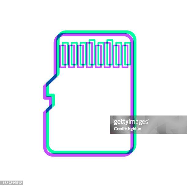 memory card - micros sd. icon with two color overlay on white background - phone flash light stock illustrations