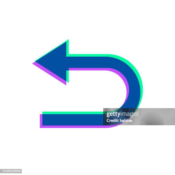 u-turn direction arrow. icon with two color overlay on white background - u turn stock illustrations
