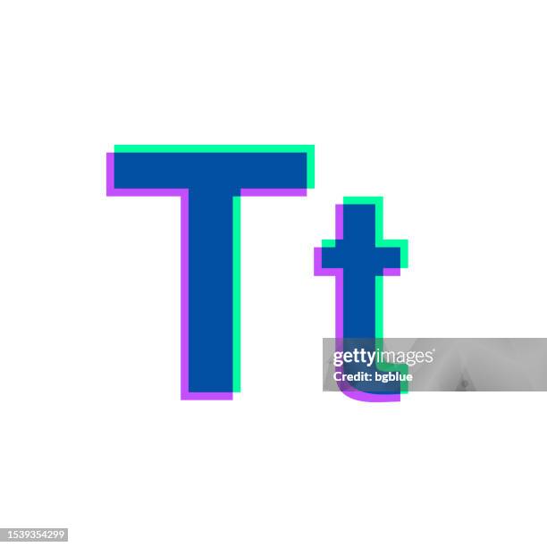 letter t - uppercase and lowercase. icon with two color overlay on white background - letter t stock illustrations