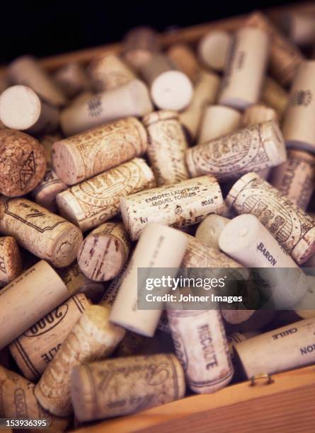 close-up of corks - bouchon en liège photos et images de collection
