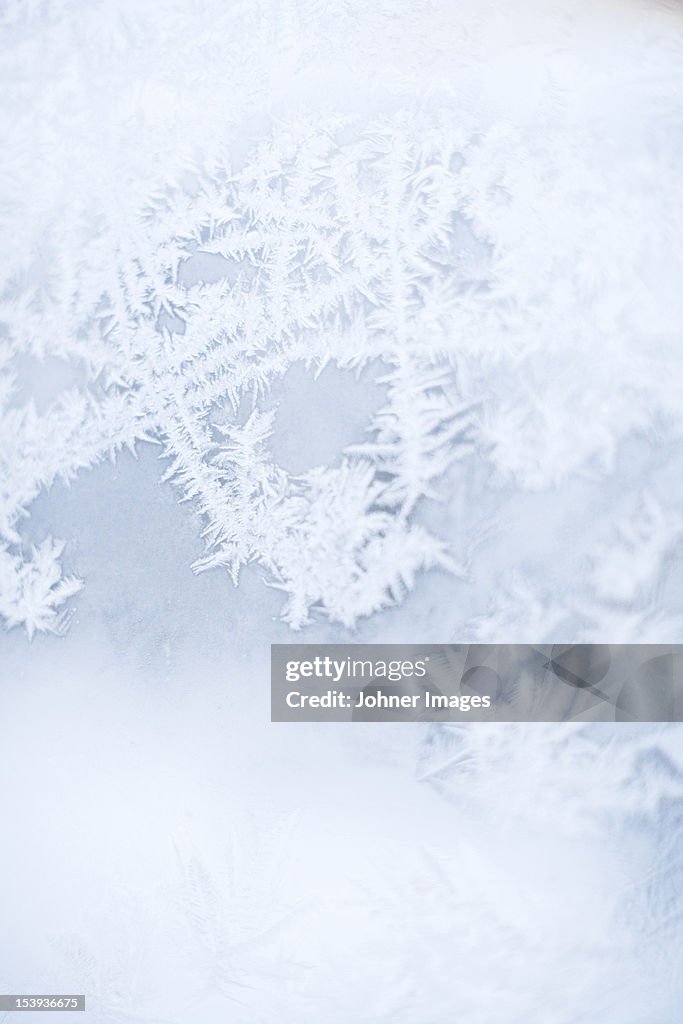 Close up of frozen window