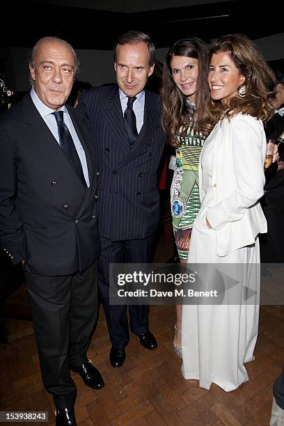 Fawaz Gruosi, Simon de Pury, founder of the Emdash Foundation Andrea Dibelius and guest attend a private dinner hosted by Matthew Slotover and Amanda...