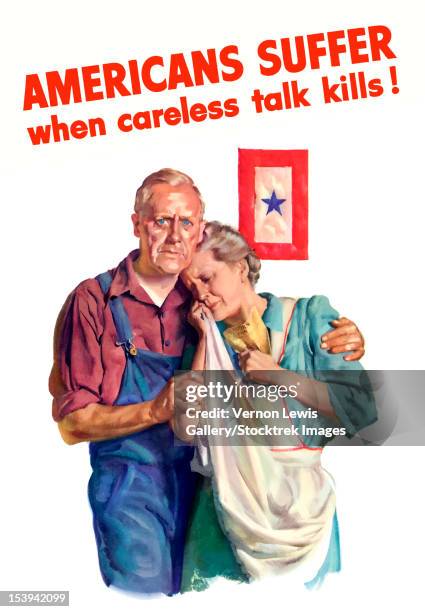 digitally restored war propaganda poster. - couple facing camera stock illustrations
