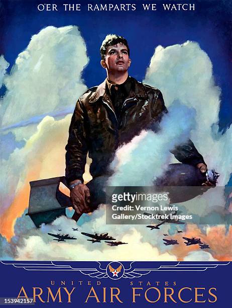 stockillustraties, clipart, cartoons en iconen met digitally restored war propaganda poster. - piloot