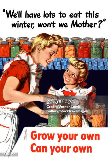 Vintage World War Ii Poster Of A Mother And Daughter Canning