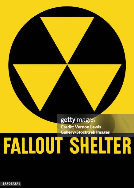 cold war era fallout shelter sign. - cold war stock illustrations