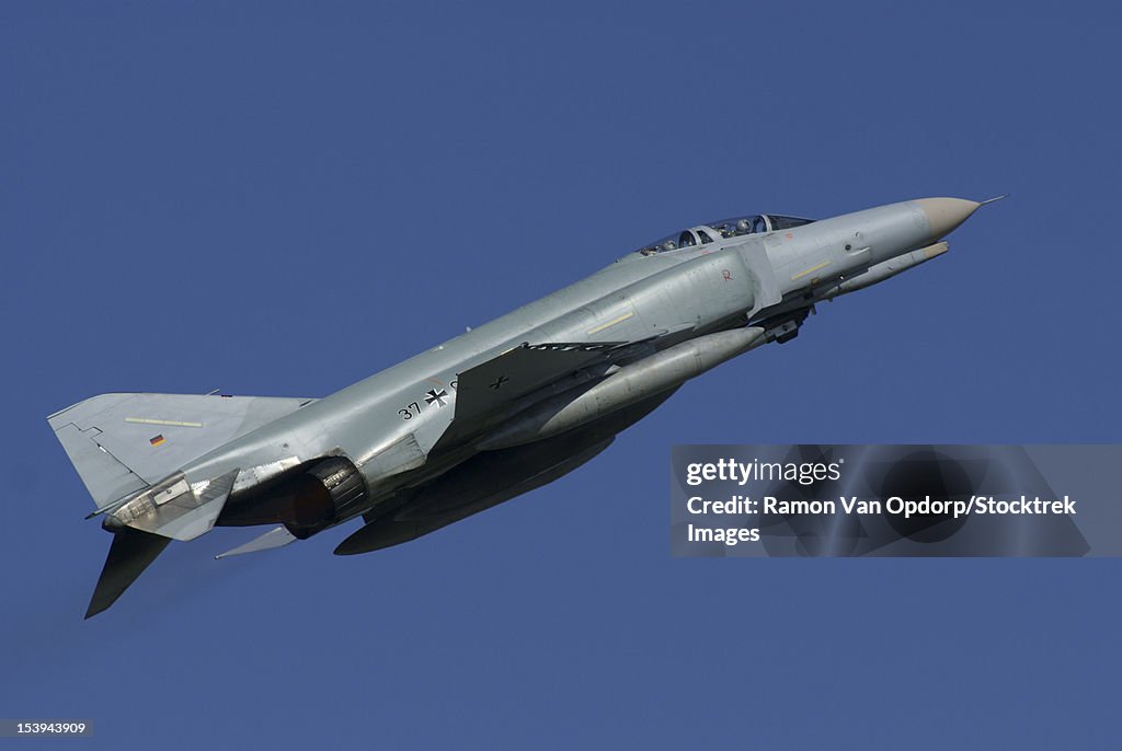 A German F-4F Phantom in flight, Florennes, Belgium.