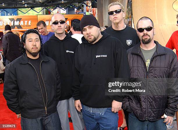 Musicians 3rd Strike attend ESPN's Ultimate X movie premiere May 6, 2002 in Universal City, CA.
