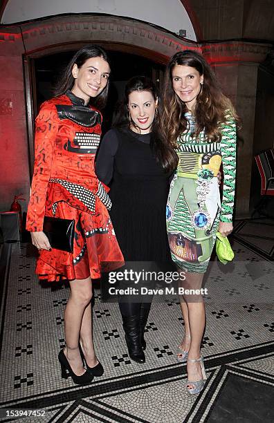 Leila Yavari, designer Mary Katrantzou and founder of the Emdash Foundation Andrea Dibelius attend a private dinner hosted by Matthew Slotover and...