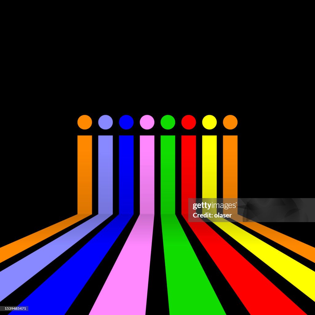 Rainbow 3d Bars Graph Showing Equal Progress On Wall High-Res Vector ...