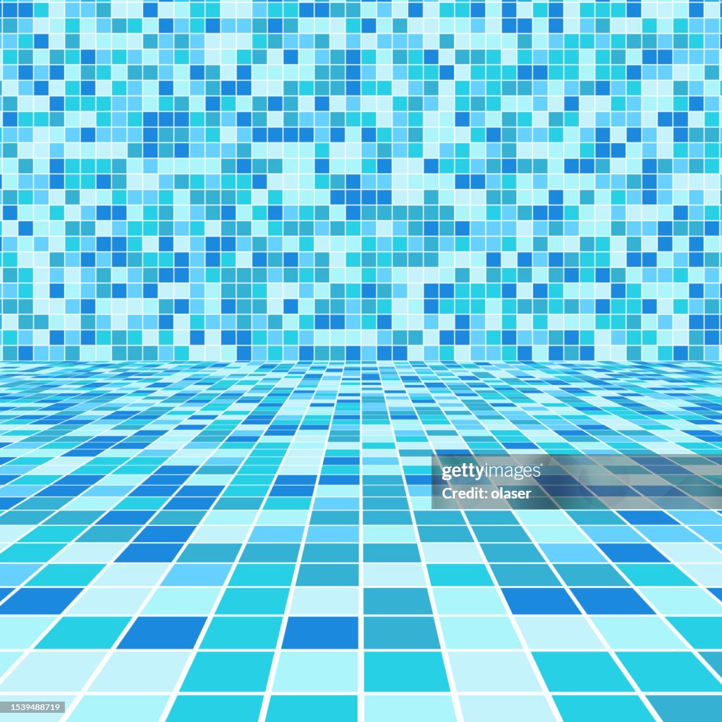 Pool Colors Square Pattern On Floor And Wall High-Res Vector Graphic ...
