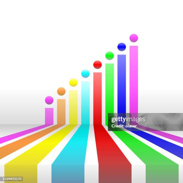Rainbow 3d Bar Graph Showing Progress On Wall High-Res Vector Graphic ...