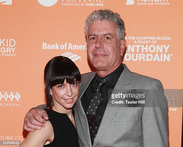 Ottavia and Anthony Bourdain attend On The Chopping Block: A Roast of Anthony Bourdain at Pier Sixty at Chelsea Piers on October 11, 2012 in New York...
