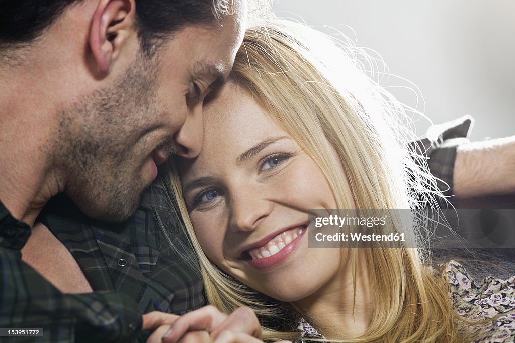 Couple in love, smiling