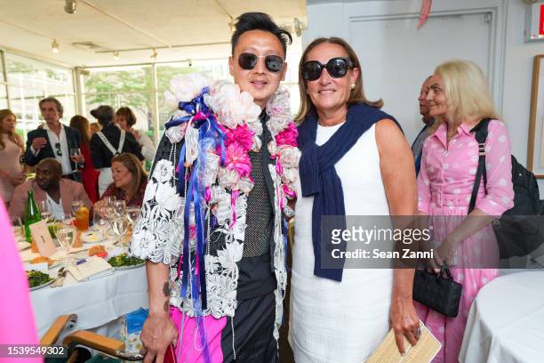 Andy Yu and Christine Schott attend Jean Shafiroff Hosts Luncheon In Honor Of Bastille Day at Michael's on July 12, 2023 in New York City.