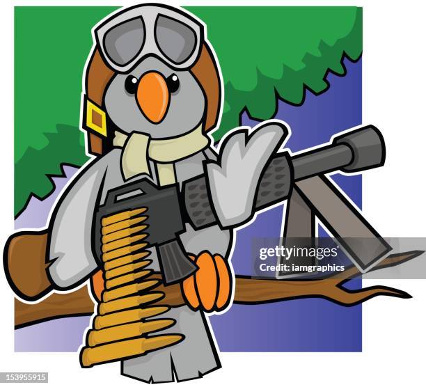 ace pidgeon - machine gun stock illustrations