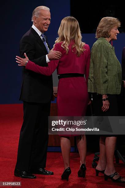 Vice President Joe Biden speaks with Janna Ryan after the vice presidential debate at Centre College October 11, 2012 in Danville, Kentucky. This is...