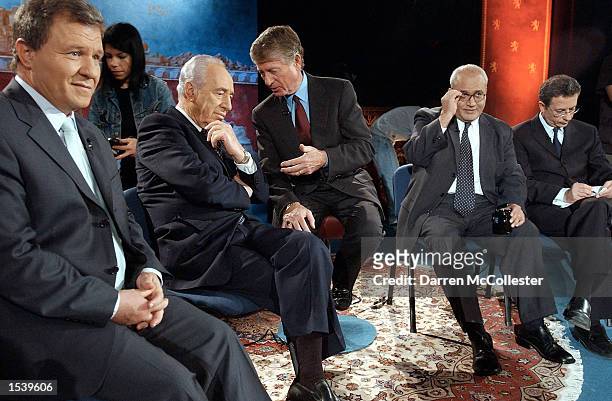 Israeli Justice Minister Meir Sheetrit, Israeli Foreign Minister Shimon Peres, ABC News anchor Ted Koppel, Chief Palestinian negotiator Saeb Erekat...