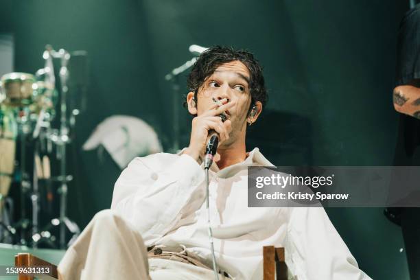 Matty Healy of The 1975 performs onstage at L'Oympia on July 12, 2023 in Paris, France.