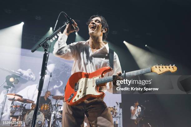 Matty Healy of The 1975 performs onstage at L'Oympia on July 12, 2023 in Paris, France.