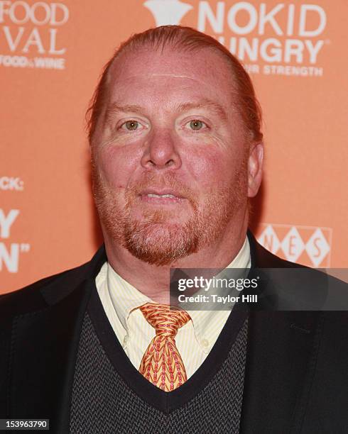 Restaurateur Mario Batali attends On The Chopping Block: A Roast of Anthony Bourdain at Pier Sixty at Chelsea Piers on October 11, 2012 in New York...