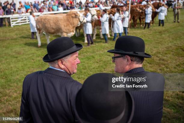 Stewards watch as the cattle judging takes place on the third day of the 164th Great Yorkshire Show at The Great Yorkshire Showground on July 13,...