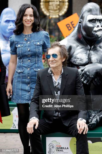 Sally Wood and Ronnie Wood are seen at the launch of the Tusk Gorilla Trail at Covent Garden on July 13, 2023 in London, England. The Tusk Gorilla...