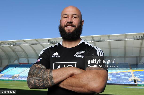 Forbes of New Zealand poses before the New Zealand Gold Coast sevens captain's run session at Skilled Park on October 12, 2012 on the Gold Coast,...