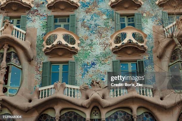 famous gaudi architecture in barcelona - casa museu gaudi stock pictures, royalty-free photos & images