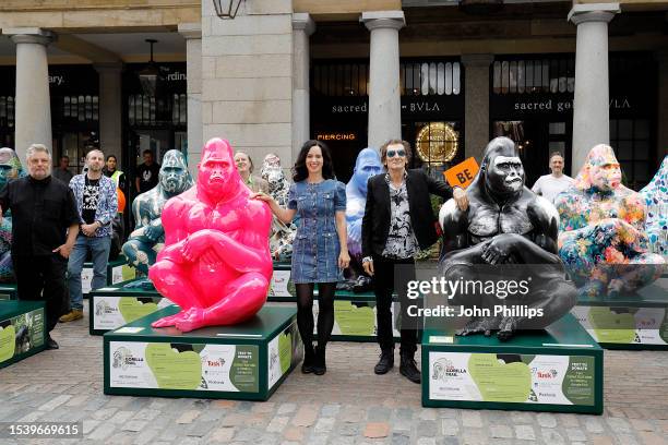 Sally Wood and Ronnie Wood are seen at the launch of the Tusk Gorilla Trail at Covent Garden on July 13, 2023 in London, England. The Tusk Gorilla...