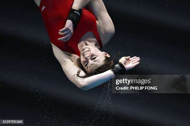 Britain's Andrea Spendolini Sirieix competes in the semi-final of the women's 10m platform diving event during the World Aquatics Championships in...