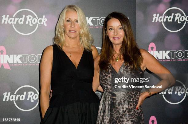 Singers Sara Dallin and Keren Woodward from the band Bananarama attend Hard Rock Cafe's 13th Annual "PINKTOBER" Breast Cancer Awareness Campaign...