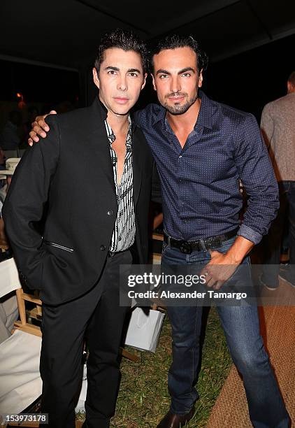 Nicolas Felizola and Gabriel Valenzuela attend Vanidades Magazine's Magia de la Moda 2012 presented by Custo Barcelona at Collins Park on October 11,...