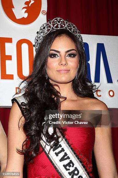 Former Miss Universe 2010 Ximena Navarrete attends her wax figure unveiling at Mexico City wax museum on October 11, 2012 in Mexico City, Mexico.