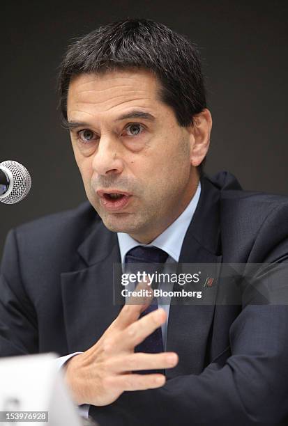Vitor Gaspar, Portugal's finance minister, speaks during a World Bank Group panel session at the Annual Meetings of the International Monetary Fund...
