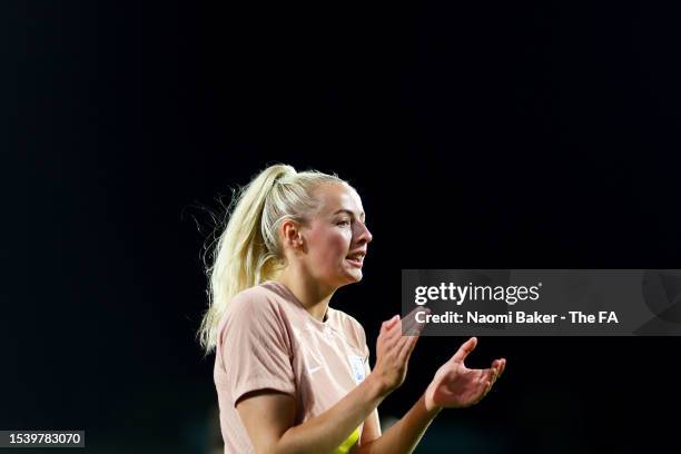 Chloe Kelly of England reacts during a training session at the Sunshine Coast Stadium on July 13, 2023 in Sunshine Coast, Australia.