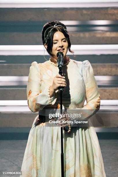 Lana Del Rey performs on stage at L'Olympia on July 10, 2023 in Paris, France.