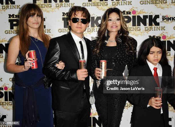 Paris Jackson, Prince Michael Jackson, La Toya Jackson and Blanket Jackson attend the Mr. Pink Ginseng Drink launch party at Regent Beverly Wilshire...