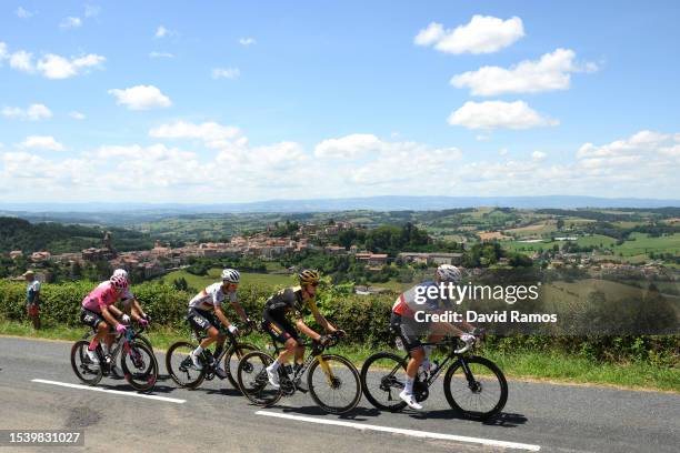 Alberto Bettiol of Italy and Team EF Education-EasyPost, Emanuel Buchmann of Germany and Team BORA-Hansgrohe, Sepp Kuss of The United States and Team...