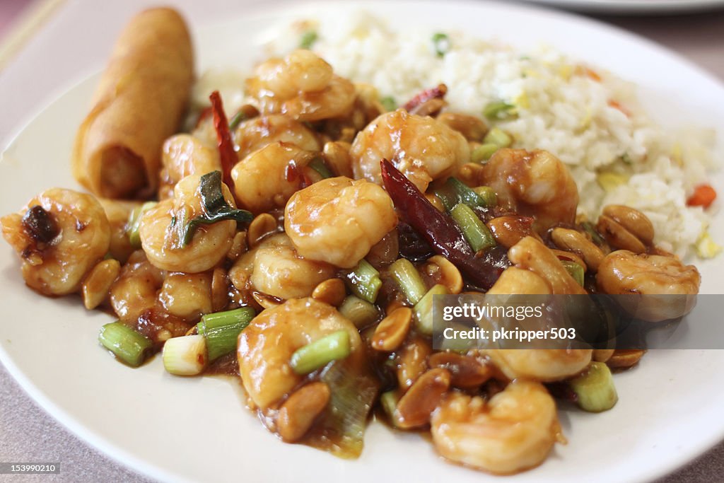 Plate of kung pao shrimp