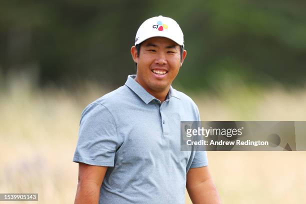 Byeong Hun An of South Korea looks on from the 5th hole during Day One of the Genesis Scottish Open at The Renaissance Club on July 13, 2023 in...