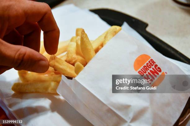 General view of close up of Burger King French Fries on July 13, 2023 in Turin, Italy. On the occasion of World French Fries Day, celebrated on July...