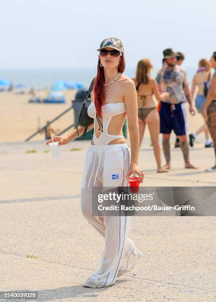 Julia Fox is seen at the beach on July 17, 2023 in New York City.