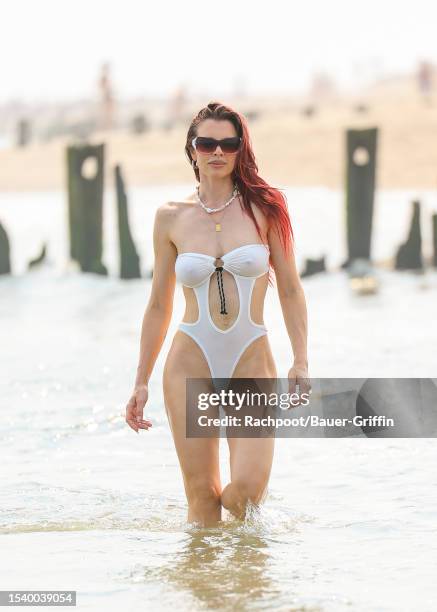 Julia Fox is seen at the beach on July 17, 2023 in New York City.