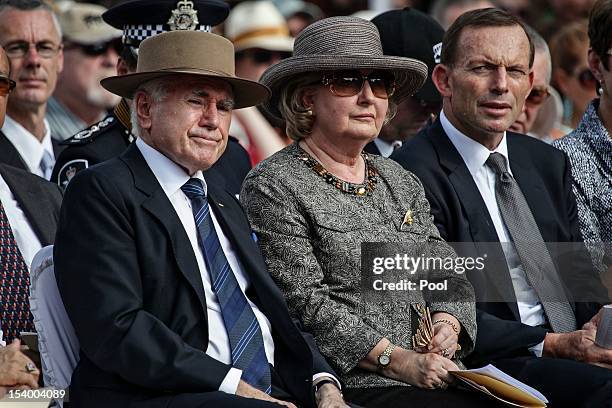Former prime minister John Howard with his wife Janette and opposition leader Tony Abbott during the Bali Bombing 10th anniversary memorial service...