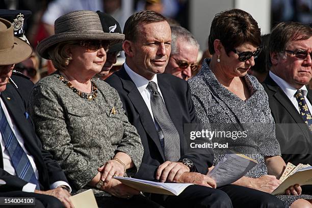 Opposition leader Tony Abbott and Janette Howard during the Bali Bombing 10th anniversary memorial service at Garuda Wisnu Kencana on October 12,...