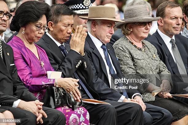 Governor of Bali I Made Mangku Pastika, Former prime minister John Howard, his wife Janette and Opposition Leader Tony Abbot attend the Bali Bombing...