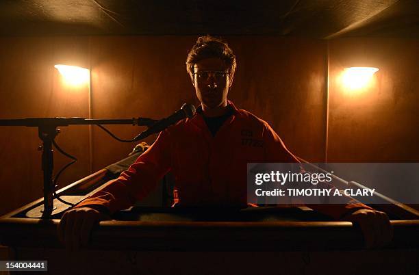 An actor portrays serial killer Jeffrey Dahmer at Killers: A Nightmare Haunted House, at Clemente Soto Vélez Cultural Center on October 5, 2012....